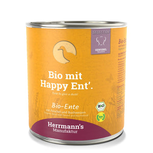 Herrmann’s Bio Ente mit Fenchel und Buchweizen Nassfutter Adult / 15x 150g