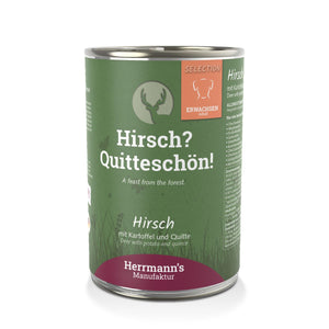 Herrmann’s Hirsch mit Kartoffel und Quitte Nassfutter Adult