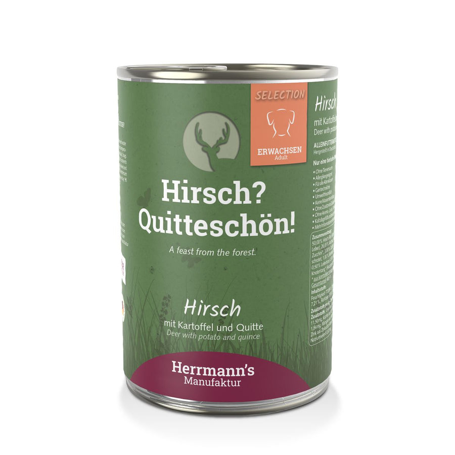 Herrmann’s Hirsch mit Kartoffel und Quitte Nassfutter Adult