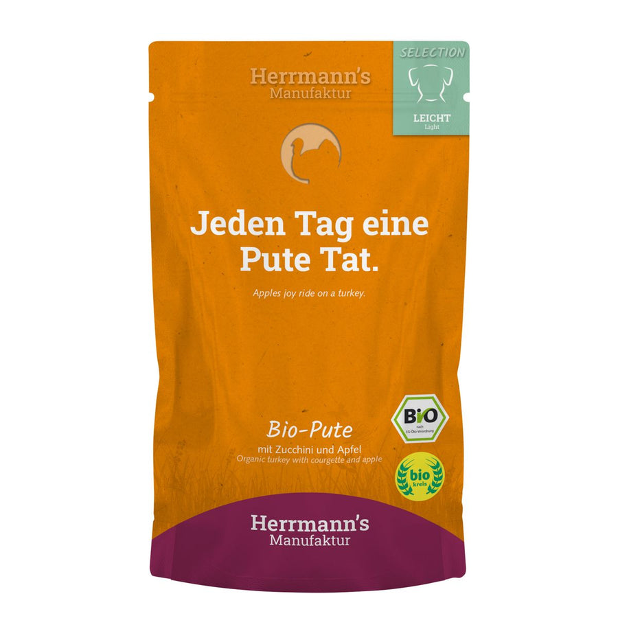 Herrmann’s Bio Pute mit Zucchini und Apfel Nassfutter Adult / 15x 150g