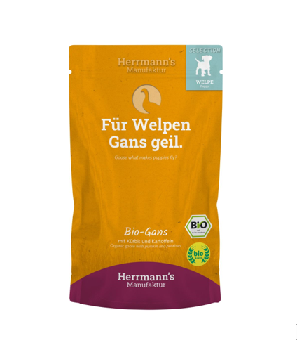Herrmann’s Bio Gans mit Kürbis und Kartoffel für Welpen / 15x 150g