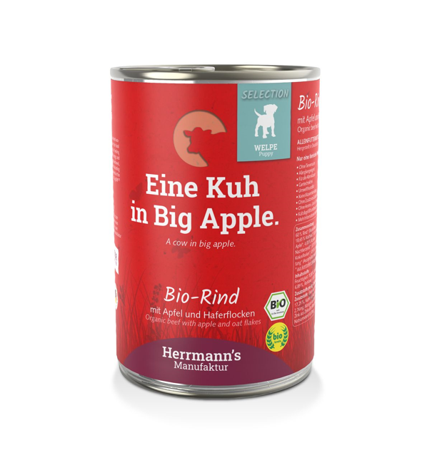 Herrmann’s Bio Rind mit Apfel und Haferflocken für Welpen / 15x 150g